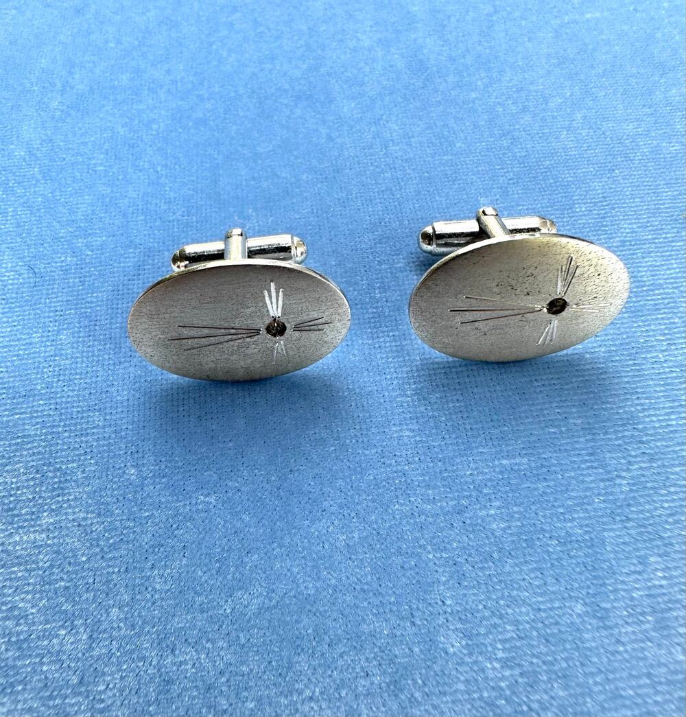 Vintage Anson Sterling Silver Cufflinks Mid Century Modernist Abstract Cat 925